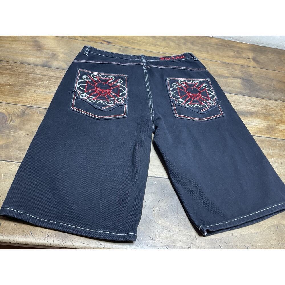 Vintage Blac Label Premium Boys Denim Shorts Embroidered Graphic Y2K Size 20